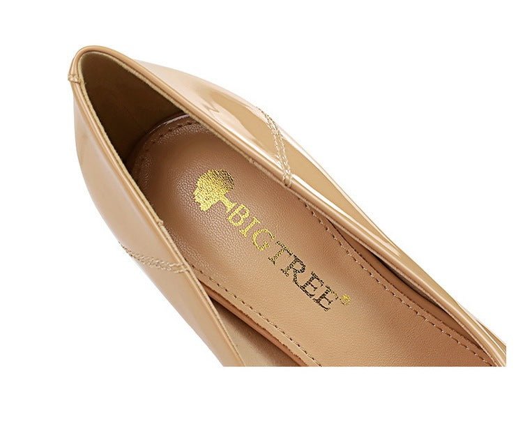 Women Single Shoes With High Metal Belt Buckle Nude