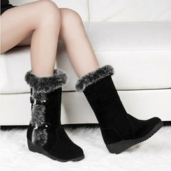 Women Slip - On Round Toe Flats Snow Shoes Light Brown