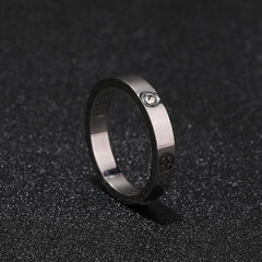 Women Titanium Steel Non - Fading Cold Style Ring with Embedded Diamonds FK Steel