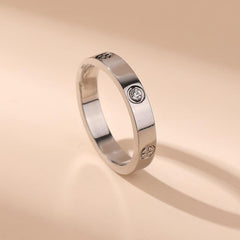 Women Titanium Steel Non - Fading Cold Style Ring with Embedded Diamonds FK Steel