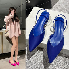 Women's Ankle - strap Buckle Solid Color Sandals Blue