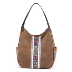 Women's Bag Canvas Bag portable shoulder bag Brown