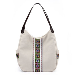 Women's Bag Canvas Bag portable shoulder bag White