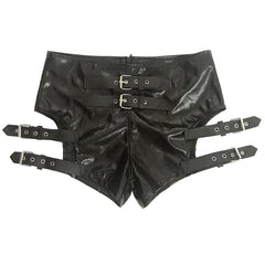 Women's Bar Costume Patent Leather Stretch Shorts Sexy and Stylish Black