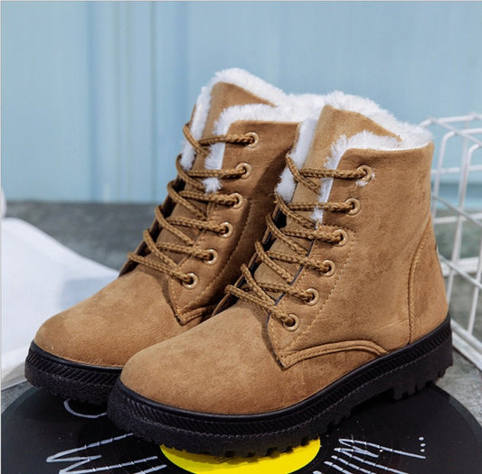Women's Casual Cotton Snow Boots – Flat Vulcanized Trend with Artificial Plush Black