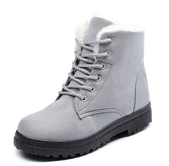 Women's Casual Cotton Snow Boots – Flat Vulcanized Trend with Artificial Plush Black