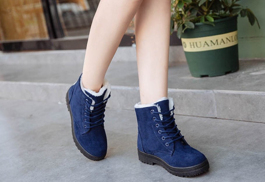 Women's Casual Cotton Snow Boots – Flat Vulcanized Trend with Artificial Plush Gray