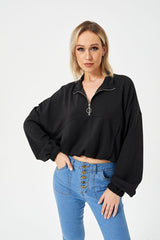 Women's Casual Half - Zip Sweatshirt Black