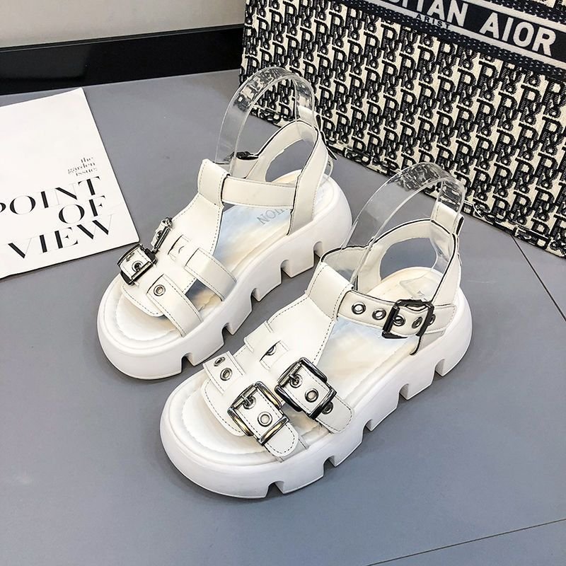 Women's Chic Luke Elevated Platform Footprints Heights Sandals White