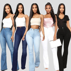 Women's Classic High Waist Slim Denim Horseshoe Pants Stylish Design Black