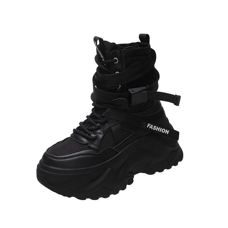 Women's Combines comfort Platform Height Increasing Casual Sneakers Black