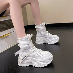 Women's Combines comfort Platform Height Increasing Casual Sneakers Black