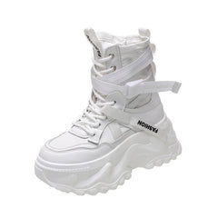 Women's Combines comfort Platform Height Increasing Casual Sneakers White