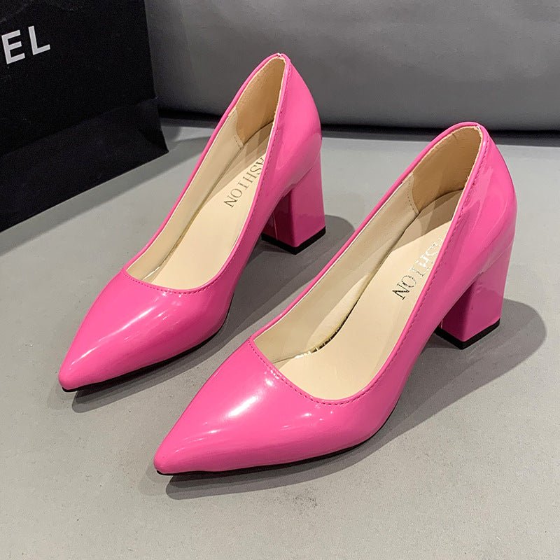 Women's comfortable heeled sandals Low - cut Fashion High Heels shoes Barbie Pink