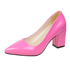 Women's comfortable heeled sandals Low - cut Fashion High Heels shoes Barbie Pink