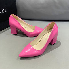 Women's comfortable heeled sandals Low - cut Fashion High Heels shoes Barbie Pink