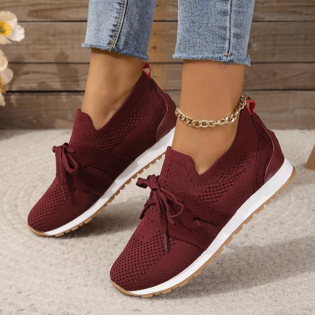 Women's Comfortable, mesh sneakers Fly Woven Mesh Lace - up Casual Shoes Red