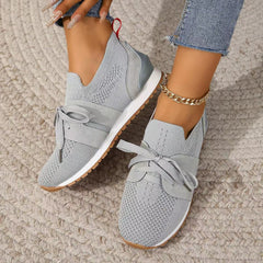 Women's Comfortable, mesh sneakers Fly Woven Mesh Lace - up Casual Shoes Light Gray