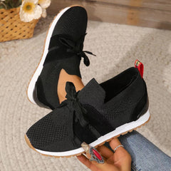 Women's Comfortable, mesh sneakers Fly Woven Mesh Lace - up Casual Shoes Black