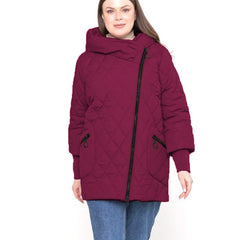 Women's Comfortable Quilted Cotton Mid - length Winter Clothing Coat Wine Red