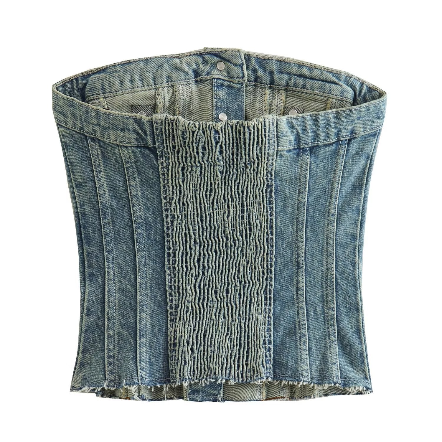 Women's Denim Gradient Short Vest Top Picture Color