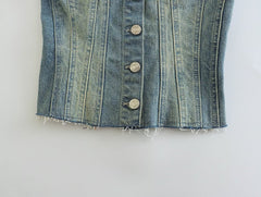 Women's Denim Gradient Short Vest Top Picture Color