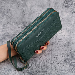 Women's Double Layer Zipper Coin Purse Green