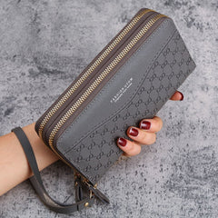 Women's Double Layer Zipper Coin Purse Gray