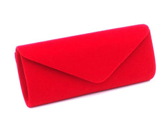 Women's Elegant Suede Evening Clutch Bag Red