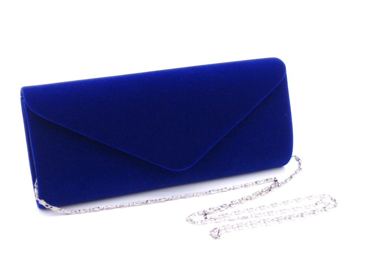 Women's Elegant Suede Evening Clutch Bag Sapphire Blue