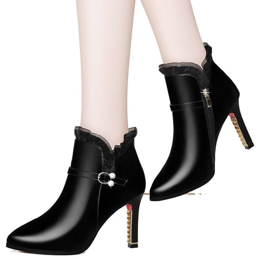 Women's Fashion All - Matching High Heel Boots Black Single Boots