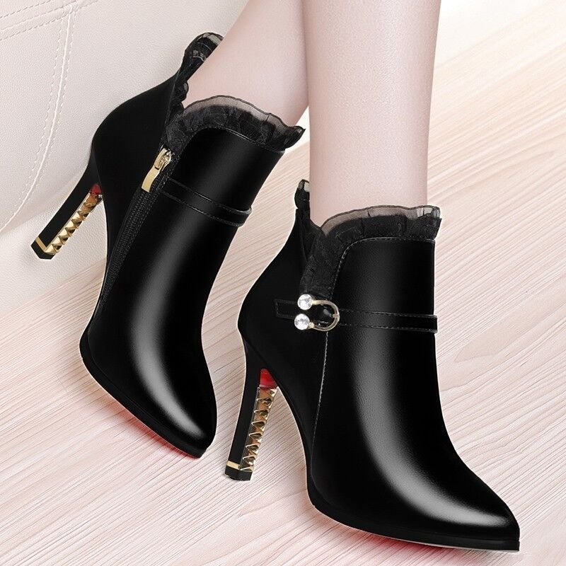 Women's Fashion All - Matching High Heel Boots Black Plus Velvet