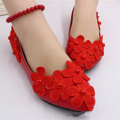 Women's Fashion Bride Flat Wedding Shoes 3cm Heel