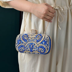 Women's Fashion Casual Diamond Clutch Shoulder Bag Gold