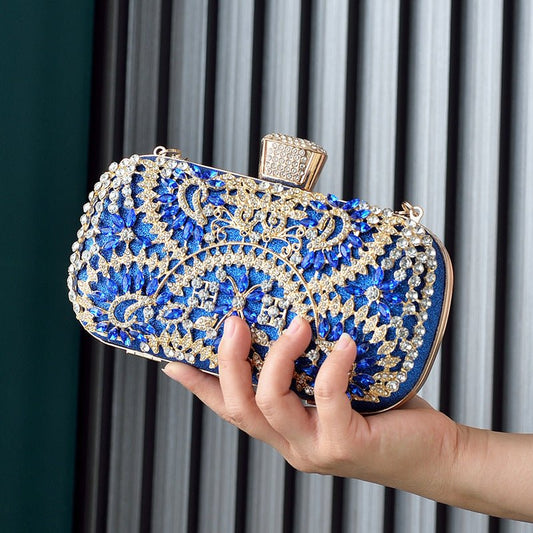 Women's Fashion Casual Diamond Clutch Shoulder Bag Gold