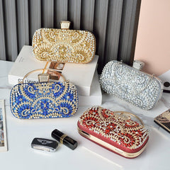 Women's Fashion Casual Diamond Clutch Shoulder Bag Gold