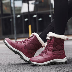 Women's Fashion Casual High - top Snow Boots S913 Red Cotton Padded Shoes