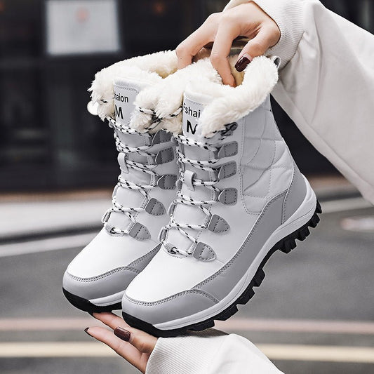 Women's Fashion Casual High - top Snow Boots S913 Black Cotton Padded Shoes