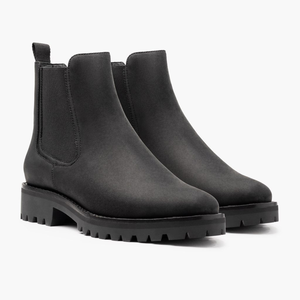 Women's Fashion Casual Platform Low - Cut Round Head Ankle Boots Black