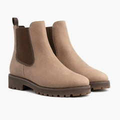 Women's Fashion Casual Platform Low - Cut Round Head Ankle Boots Beige