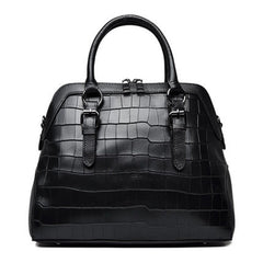 Women's Fashion Cattle Leather Bag - Genuine Leather Handbag Black