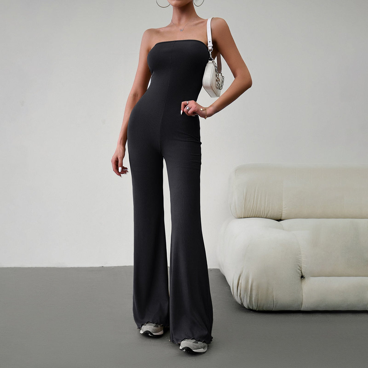 Women's Fashion Elegant Slim Fit Tube Top Jumpsuit S