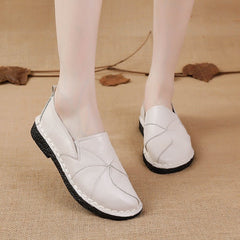 Women's Fashion First Layer Cowhide Casual Multicolor Shoes White