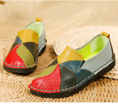 Women's Fashion First Layer Cowhide Casual Multicolor Shoes Green