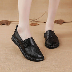 Women's Fashion First Layer Cowhide Casual Multicolor Shoes Black