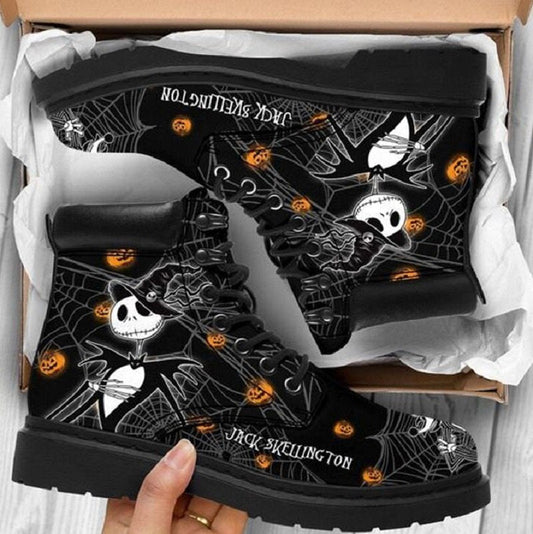 Women's Fashion Halloween Cartoon Printed Boots Pumpkin 961