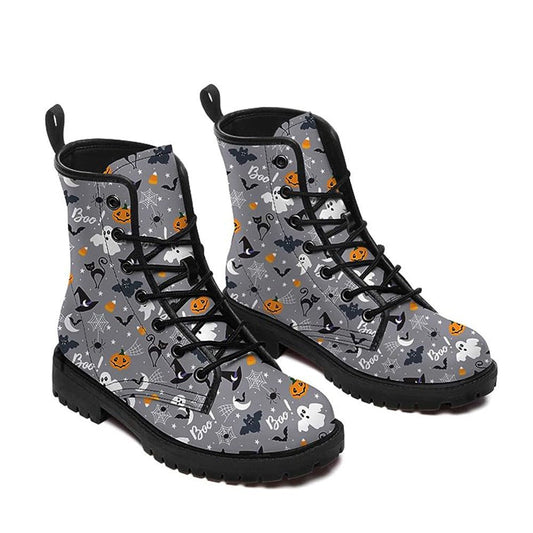 Women's Fashion Halloween Cartoon Printed Boots Gray