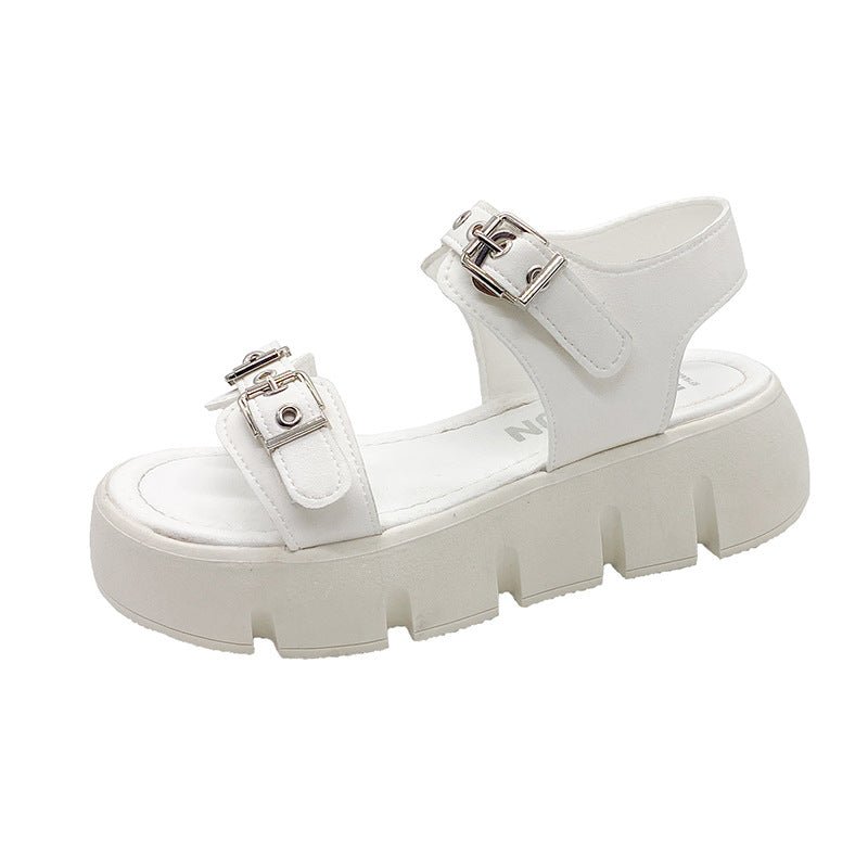 Women's Fashion Leisure Platform wedge booties ankle - strap Sandals White