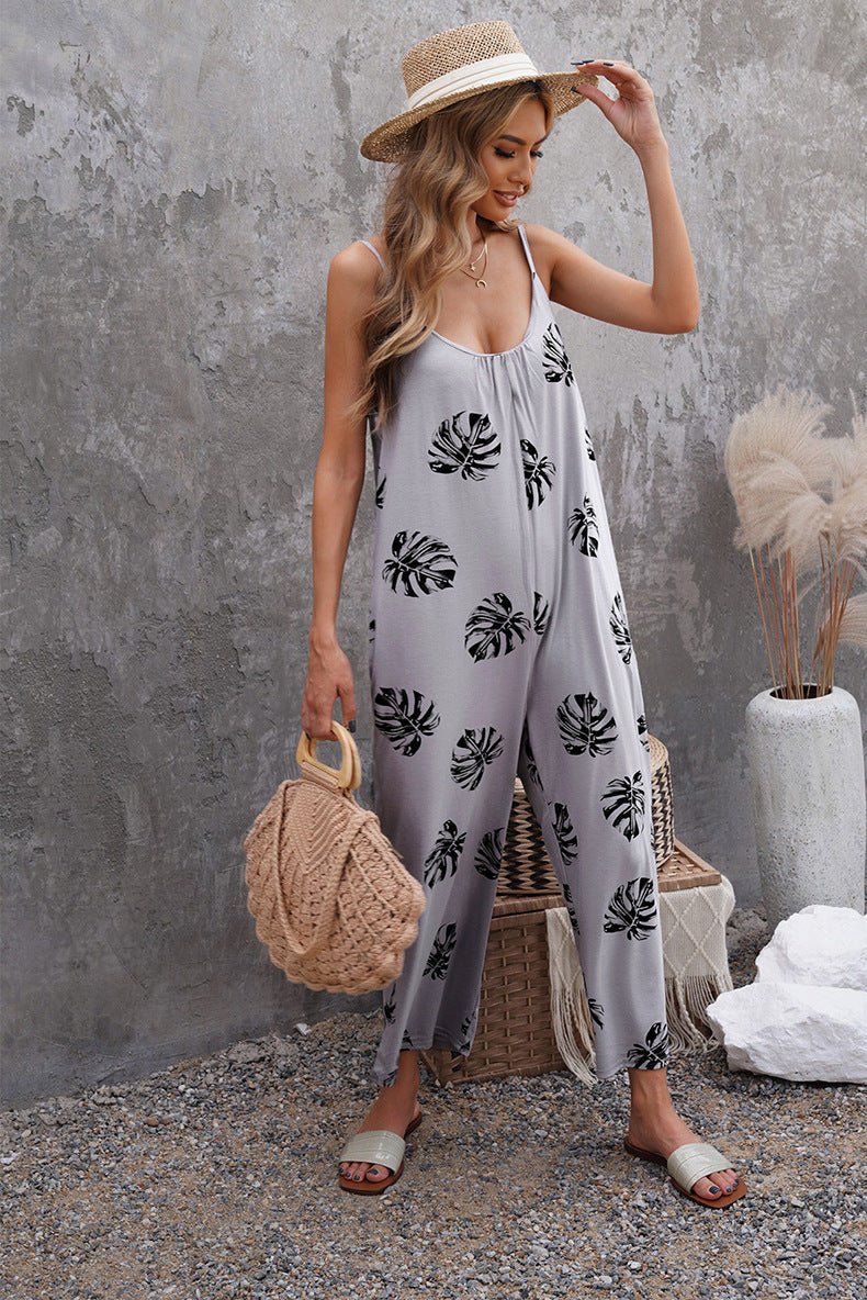 Women's Fashion Printed Camisole Strap Jumpsuit S