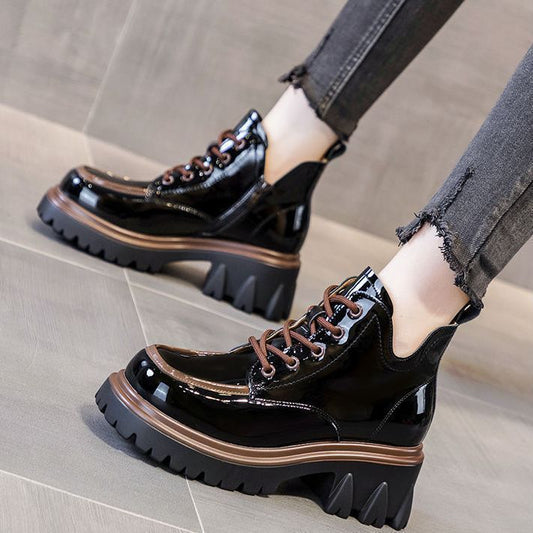 Women's Fashion Retro All - match Ankle Boots Black